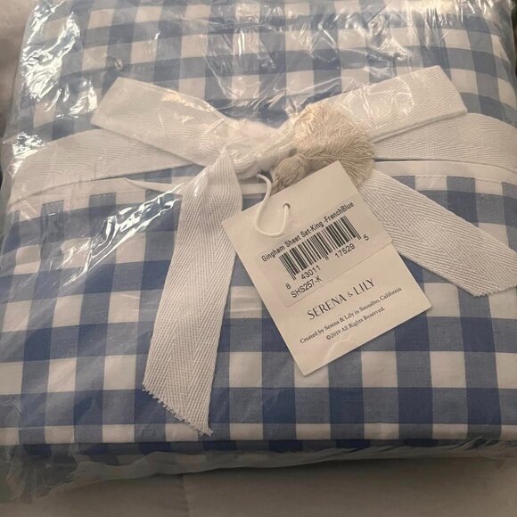 Serena & Lily Gingham Percale Sheet Set  (KING) - Picture 1 of 1